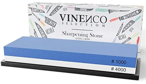 Produktbild: Schleifstein Messer 1000/4000 Profi Set - Whetstone Messerschärfer mit Rutschfestem Halter + Schleifanleitung | Grob & Fein Universal Abziehstein, Schere Manuell Schärfen, Wetzstein Sharpening Stone