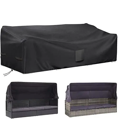 Produktbild: Abdeckung Gartenmöbel 220x80x80,420D Schutzhülle für Loungemöbel, Gartensofa, 3-Sitzer mit Sonnendach, Liegeinsel, Outdoor, wasserdicht, winddicht, Anti-UV