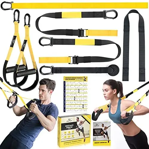 Produktbild: Schlingentrainer, Sling Trainer für EIN Ganzkörpertraining, Schlingentrainer für zuhause mit Großem Griff Türankerbefestigung Tragtasche, Übungsanleitung for Homegym