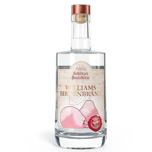 Produktbild: Schlitzer Williams Christ-Birnen-Brand 40% vol. (0,5 l) – Edler Obstbrand aus vollreifen Williams-Christ-Birnen, intensiv fruchtiges Aroma, handwerklich destilliert, weich & mild