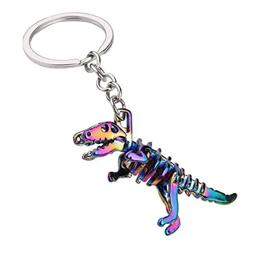 Produktbild: Schlüsselanhänger aus Legierung, buntes Skelett-Dinosaurier-Anhänger, Schlüsselanhänger, Metall-Schlüsselanhänger, Schlüsselanhänger, Schlüsselanhänger, Halter für Männer und Frauen