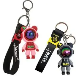 Produktbild: Schlüsselanhänger,2 STK Astronaut Schlüsselbund schlüsselring schwarz mit karabiner Schlüsselanhänger personalisiert Auto Schlüsselband Valentinstag Kreative,für Frauen und Männer,Rot + Grau