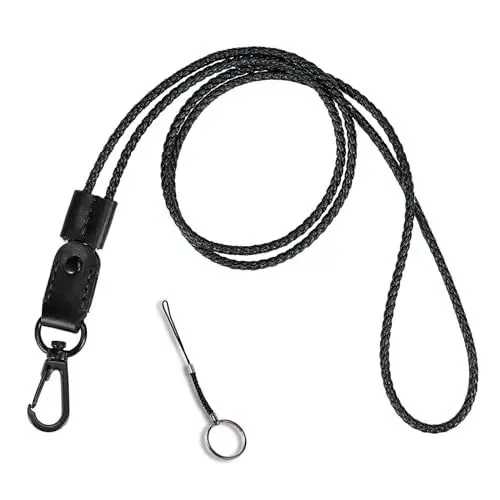 Produktbild: aolaso Schlüsselband Schlüsselanhänger Lang, Leder Umhängeband Universal mit Metall Ring Schlüsselanhänger Ausweishülle