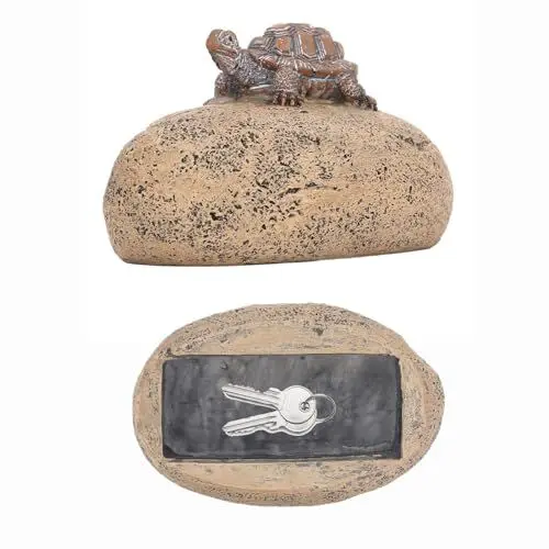 Produktbild: Schlüsselversteck aus Schildkrötenstein aus Kunstharz, Dekorativer Schlüsselversteckkasten aus Kunstfelsen, Gartendekoration für Den Innen und Außenbereich, wasserdichte