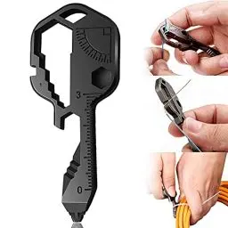 Produktbild: Schlüsselwerkzeug | 24 in 1 Multifunktionaler Outdoor-Schlüssel | Outdoor-Camping | Outdoor-Grundlagen | Geeignet für Outdoor-Notfall-Überlebenswerkzeuge (Edelstahl, Schwarz)