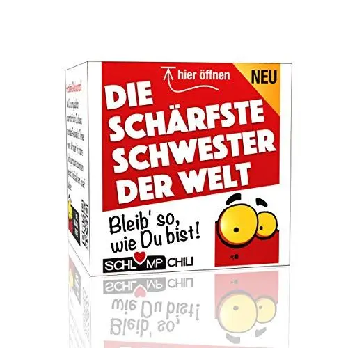 Produktbild: Schlump-Chili Die schärfste Schwester der Welt - Ein witziges Geschenk Set - Ein lustiges Präsent für das beste Schwesterherz z.B. zum Geburtstag, Weihnachten, Ostern