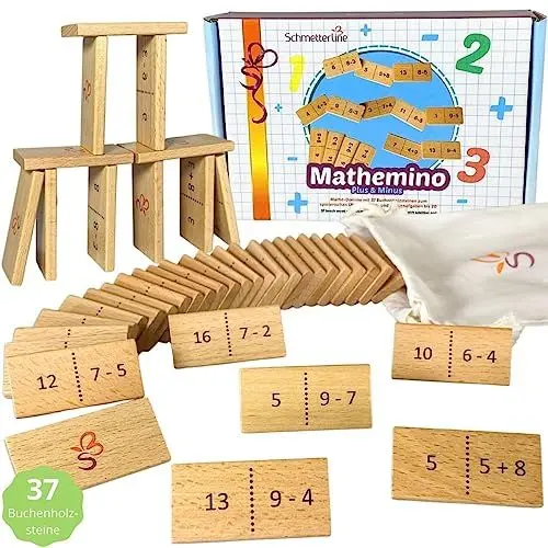 Produktbild: SCHMETTERLINE® Mathe-Domino Rechnen Lernen mit Spaß - Lustiges Rechen-Spiel ab 5 Jahre für 1. Klasse Grundschule (Rechnen bis 20)