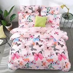 Produktbild: Schmetterling Tröster Bezug Für Mädchen Jungen Kinder Retro Schmetterling Bettwäsche Set Frauen Home Dekor Bettwäsche Kollektion Süße Cartoon Insekten Gedruckte Weiche Wende Bettbezug, 135X200