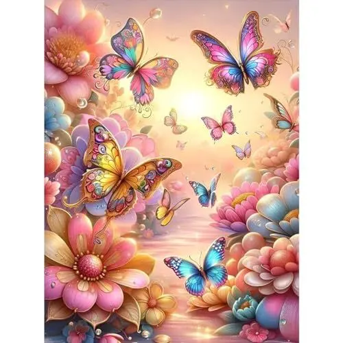 Produktbild: Schmetterlinge Diamond Painting Erwachsene-Diamant Painting Bilder Erwachsene Schmetterlingen,Florid Diamond-Painting Arts Craft für Home Wand Decor(30x40cm)