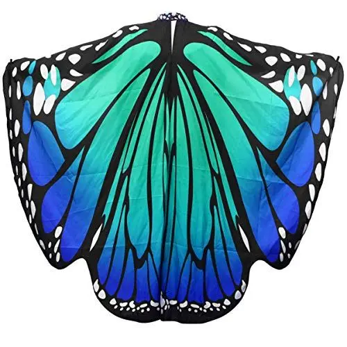 Produktbild: Schmetterlingsflügel Erwachsene: Schmetterling Kostüm Damen, Schmetterling Cloak Pixie Cape Keine Sticks Umhang, Mehrfarbig für Frauen Mädchen Karneval Masquerade Ostern