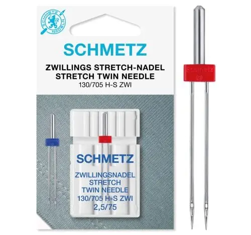 Produktbild: SCHMETZ | 1 Nähmaschinennadel | Zwillings-Stretch | 130/705 H-S ZWI 2.5 | Nadeldicke 2.5/75 | auf jeder gängigen Haushaltsnähmaschine einsetzbar