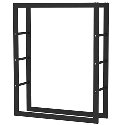 Produktbild: SCHMIDT security tools Kaminholzregal 80x25x100cm Stahl Schwarz Brennholzregal Holzstapelhilfe Holzunterstand Holz-Regal
