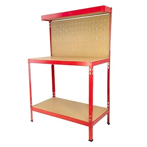 Produktbild: SCHMIDT security tools Werkbank 140x90x48cm Arbeitstisch Werkzeugbank Lochwand Werkzeugwand Werktisch