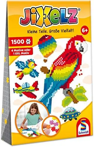 Produktbild: Schmidt Spiele 46138 Jixelz, Alles, was fliegt, 1500 Teile, 5 Motive, Kinder-Bastelsets, Kinderpuzzle, bunt