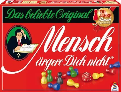 Produktbild: Schmidt Spiele 49020 Mensch ärgere dich nicht Jubiläumsausgabe, mit Figuren und Würfeln aus Holz