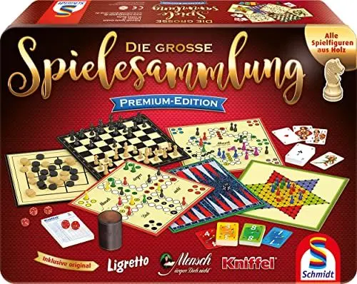 Produktbild: Schmidt Spiele 49197 Die große Spielesammlung Premium-Edition, in Einer Metallbox, Bunt(Exklusiv bei Amazon)