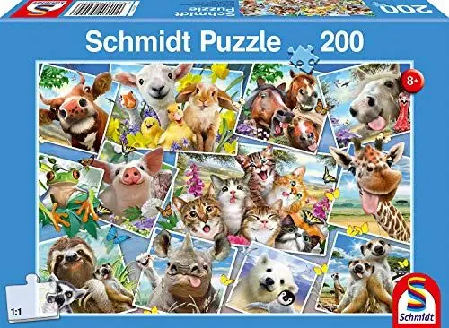 Produktbild: Schmidt Spiele 56294 Animal Tier, Elefant, Maus Kinderpuzzle, Tierische Selfies, 200 Teile, Bunt