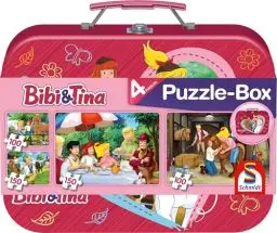 Produktbild: Schmidt Spiele 56509 Bibi und Tina, 4 Kinderpuzzle im Metallkoffer, 2x100 und 2x150 Teile