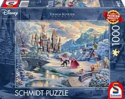 Produktbild: Schmidt Spiele 59671 Thomas Kinkade, Disney, Die Schöne und das Biest, Zauberhafter Winterabend, 1000 Teile Puzzle