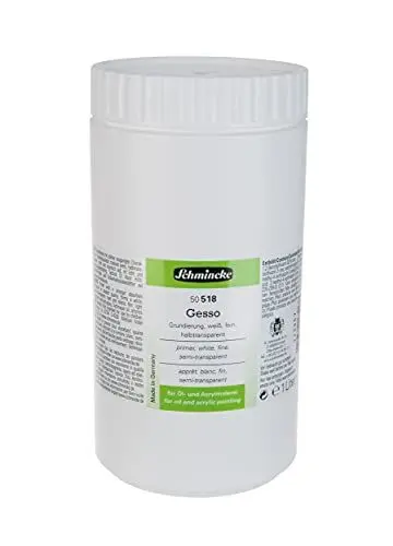 Produktbild: Schmincke - Gesso, 1000 ml, 50 518 051, 1 L, weiße, halbtransparente, licht- und alterungsbeständige Grundierung für Öl- und Acrylfarben, gebrauchsfertig, Grundierung für Leinwände