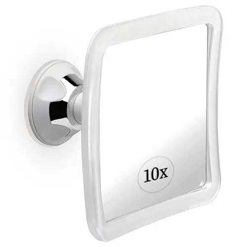 Produktbild: Schminkspiegel mit 10fach Vergrößerung - Kosmetikspiegel mit Saugnapf und 360 Grad Drehung für Make-up und Reisen, Magnifying Makeup Mirror - 16cm x16cm (Quadrat)