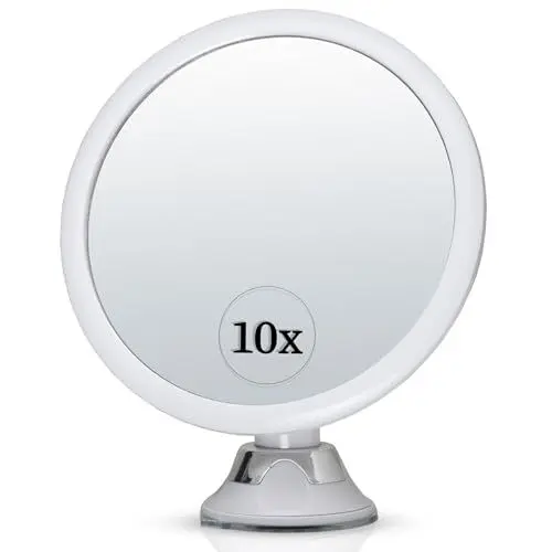 Produktbild: Schminkspiegel mit 10fach Vergrößerung - Kosmetikspiegel mit Saugnapf und 360 Grad Drehung für Make-up und Reisen, Magnifying Makeup Mirror - 17cm x17cm (Rund)