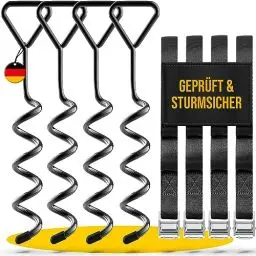 Produktbild: SCHMITZ.Tools Bodenanker Trampolin Erdanker Trampolin Set - Extra sichere Premium Ausführung - Trampolin Anker - Trampolin Befestigung Boden - Erdhaken - Verstellbarer XXL-Gurt - 2,50m - Rostfrei