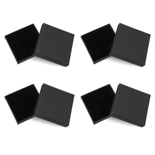 Produktbild: Schmuck Box Karton, 4 Stück Matt Kraft Karton Schmuckschatullen Klein Geschenkschachtel Schwarz Papier Schmuckschatulle mit Schaumstoff für Ketten Armbänder Haarnadel