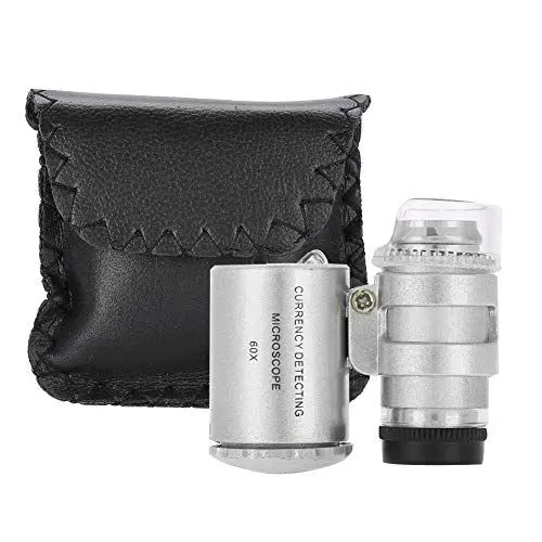 Produktbild: Schmuck Lupe,60X Mini Mikroskop Lupe Mit Led UV Ligh Lampe FüR Diamanten,Edelsteine,MüNzen,Währungserkennung,GravurenVergrößerungsglas mit Licht,Uhrmacherlupe,Taschenmikroskop