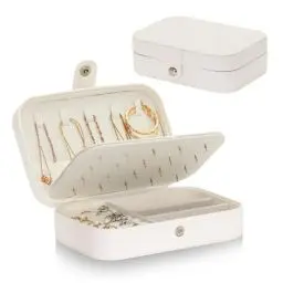 Produktbild: Schmuckaufbewahrung Reise Schmuckkästchen Schmuckbox - Jewelry Organizers Box für Damen Mädchen,Schmuckschatulle Schmuck Organizers Aufbewahrungs für Ringe Armbänder Ohrringe Halskette Geschenk - Weiß