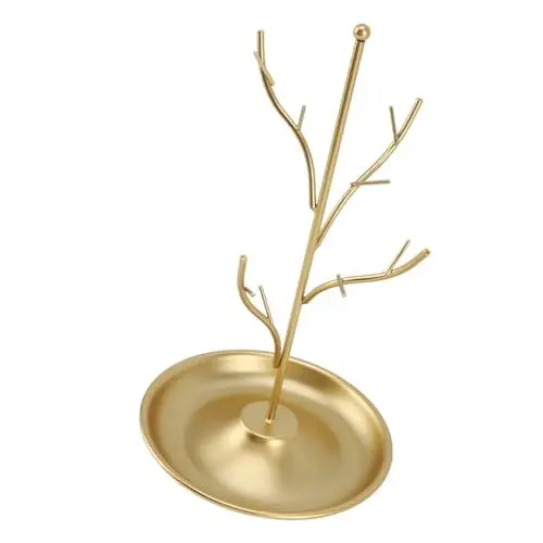 Produktbild: Schmuckbaum-Turmregal, Bodenschale, Platzsparender Schmuck-Organizer für Ohrringe (GOLD)