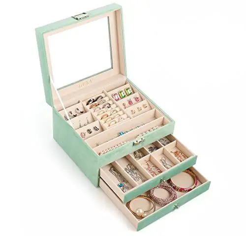 Produktbild: Schmuckkästen schmuckkästchen mädchen damen, schmuckaufbewahrung, schmuckkästen herren Geschenk, schmuckkoffer für ohrringe ohrstecker halsketten Ringe Armbänder aufbewahrung