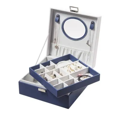 Produktbild: Schmuckkoffer Schmuckkästchen Schmuckbox Schmuckaufbewahrungsboxen Mit Großem Fassungsvermögen Und Abnehmbarer Trennwand, Zweilagige Schmuckschatulle Schmuckschatulle Schmuckaufbewahrung Schmuckkasten