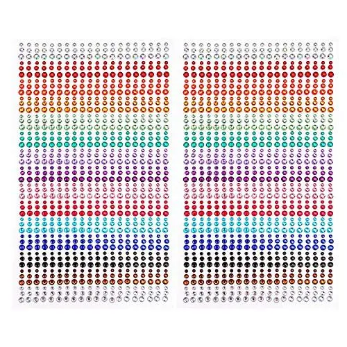 Produktbild: MaoXinTek Schmucksteine Strasssteine Aufkleber Selbstklebende Juwelen Acryl Glitzersteine für Gesicht Augen Nägel 1800 Teile Kinder DIY Fertigkeit Karten Verschönerung Dekorationen 3mm,4mm,5mm