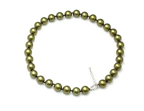 Produktbild: Schmuckwilli Perlenkette für Damen - 45cm Länge mit 12mm großen champagnen runden Mallorca Perlen - Elegante Kette mit Muschelkernperlen für jeden Anlass