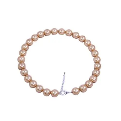 Produktbild: Schmuckwilli Perlenkette für Damen - 45cm Länge mit 14mm großen braunen runden Mallorca Perlen - Elegante Kette mit Muschelkernperlen für jeden Anlass
