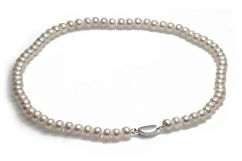 Produktbild: Schmuckwilli Perlenkette für Damen & Mädchen - 45cm Länge mit 6-7mm großen weißen runden Süsswasserperlen Perlen Kette - Elegante Kette für jeden Anlass - die Perlen Halskette Choker für Frauen