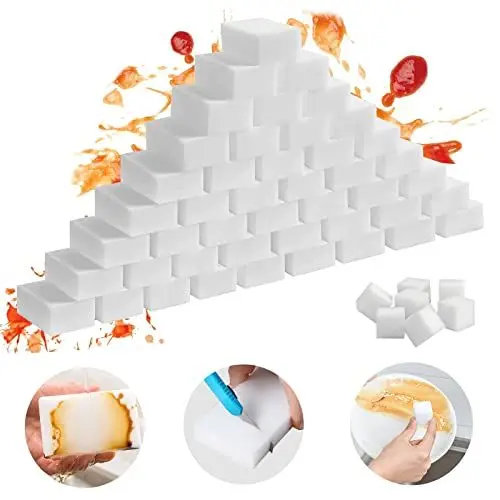 Produktbild: Schmutzradierer Schwamm, 100 Stück Radierschwamm Zauberschwamm Magic Eraser Melamin Schwamm, Wunderschwamm Weiß Reinigungsschwamm Putzschwamm für Haushalt, Küche, Wand, Bad, Schuhschwamm