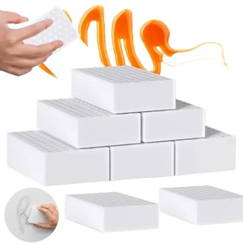 Produktbild: Schmutzradierer Schwamm, Radierschwamm Putzschwamm 8 Stück Weiß,Zauberschwamm 2X Plus Stärke Reinigungsschwamm Wunderschwamm Magic Sponge Eraser für Haushalt, Küche, Wand 11x7x2CM