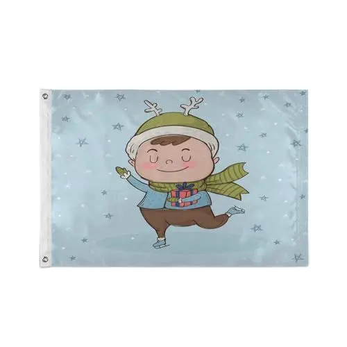 Produktbild: Schnee Lustige Kinder Wasserdicht Quadrat Banner Gartenflagge Dekoration Frühling Sommer Für Hof Im Freien