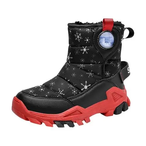 Produktbild: Schnee Stiefeletten Kinder Girls Boys Snow Boots Outdoor Warm Comfortable Non Slip Mid Calf Padded Small Big Kids Winter Shoes Winterschuhe 32 Wasserdicht (Black, 35 Big Kids)