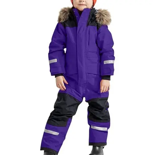 Produktbild: Schneeanzug Kinder Unisex Winddicht Mit Kapuze Schneeanzug Verdickt Warm Skioverall Winter Warme Skianzüge Outdoor Skijacke Passform Modisch Softshelljacke Skijacke Damen Bunt