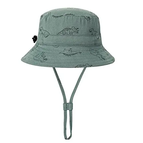 Produktbild: Schneeanzug Kleinkind-Dinosaurier-Druck-Beckenhut im Freien, Sonnenblende, Verstellbarer Fischerhut, Kinder-Sonnenschutz, Hut und Mütze Baumwollmütze Herren (AG, 2-4 Years)