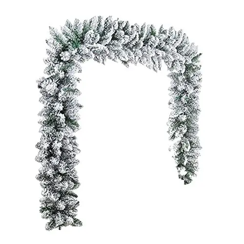 Produktbild: Schneebeflockte Weihnachtsgirlande, weiß Fallendes Zedernholz-Rattan, Tannennadel-Grüngirlande, Verschneite Weihnachts-Zederngirlande, Beflockte Fichtengirlande für
