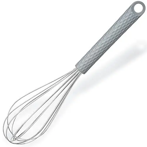 Produktbild: Schneebesen Edelstahl, 28cm Länge - Spülmaschinenfest & lang anhaltende Rührbesen mit weichem bequemem Silikon Griff - Der perfekte Schaumbesen für Ihre Küche - Ideal whisk zum Backen und Mischen