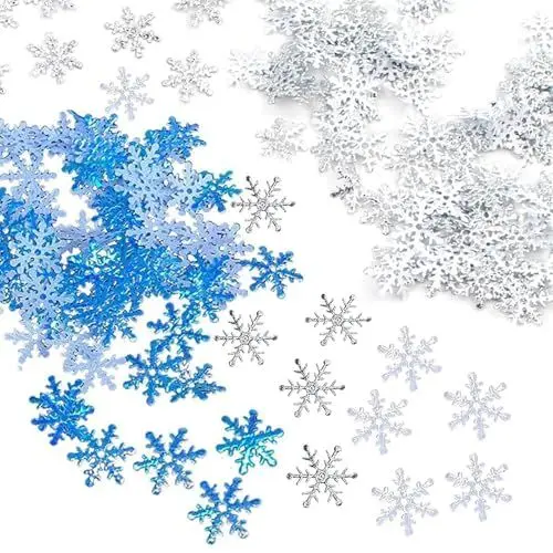 Produktbild: Schneeflocken Konfetti Streudeko Weihnachten Blau 900 Stück Schneeflocke Deko Streudeko Glitzer Weihnachten Tischdeko Confetti Weihnachts