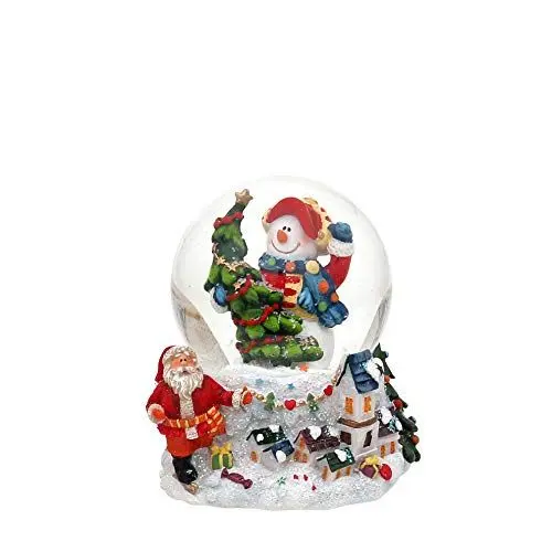 Produktbild: Schneekugel Schneemann mit Tanne auf Sockel mit Winterlandschaft, Maße H/B/Ø Kugel: ca. 9 x 8 cm/Ø 6,5 cm.