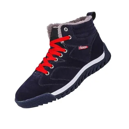 Produktbild: Schneestiefel Herren Fashion Bequeme Winterstiefel Schlüpfen Leder Outdoor Boots Warm Gefütterte Schneestiefel Casual Winter Stiefeletten Knöchelhohe Sneaker Winterschuhe Freizeitschuhe