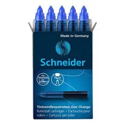Produktbild: Schneider 185403 Rollerpatrone One Change (für Tintenroller One Change, 1x 5 Stück, dokumentenecht, nicht löschbar) blau
