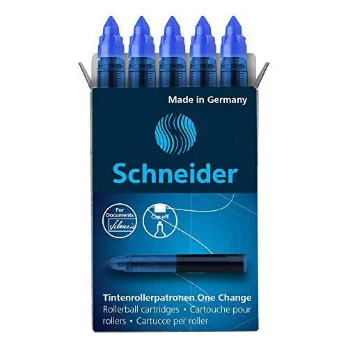 Produktbild: Schneider 185403 Rollerpatrone One Change (für Tintenroller One Change, 1x 5 Stück, dokumentenecht, nicht löschbar) blau